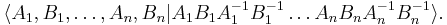 \langle A_1,B_1,\ldots,A_n,B_n|A_1B_1A_1^{-1}B_1^{-1}\ldots A_nB_nA_n^{-1}B_n^{-1}\rangle.