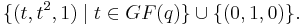 \{(t,t^2,1)\mid t\in GF(q)\}\cup \{(0,1,0)\}.