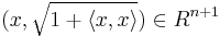  (x , \sqrt {1 %2B \langle x,x \rangle}) \in R^{n%2B1}