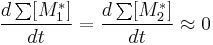 \frac{d\sum[M_1^*]}{dt} = \frac{d\sum[M_2^*]}{dt} \approx 0\,