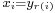 \scriptstyle x_i = y_{r(i)}