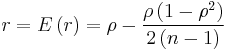 r = E\left(r\right) = \rho - \frac{\rho \left(1 - \rho^2\right)}{2 \left(n - 1\right)}