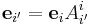 \mathbf{e}_{i'}=\mathbf{e}_i A^i_{i'}