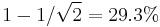 1-1/\sqrt{2}=29.3\%