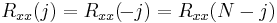 R_{xx}(j) = R_{xx}(\!-j) = R_{xx}(N-j)