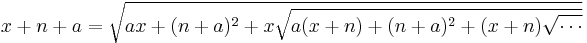 x%2Bn%2Ba = \sqrt{ax%2B(n%2Ba)^2 %2Bx\sqrt{a(x%2Bn)%2B(n%2Ba)^2%2B(x%2Bn) \sqrt{\cdots}}}