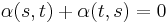 \alpha(s,t) %2B \alpha(t,s) = 0