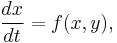 \frac{ dx }{ dt } = f(x,y),