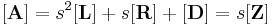 \mathbf{[A]}= s^2 \mathbf{[L]} %2B s \mathbf{[R]} %2B \mathbf{[D]} = s \mathbf{[Z]}