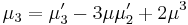 \mu_3 = \mu'_3 - 3 \mu \mu'_2 %2B 2 \mu^3\,