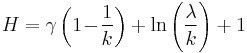 
H
=
\gamma\left(1\!-\!\frac{1}{k}\right)
%2B
\ln\left(\frac{\lambda}{k}\right)
%2B
1
