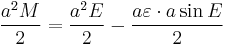 \frac{a^2 M}2=\frac{a^2 E}2-\frac {a\varepsilon\cdot a\sin E}2