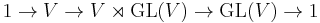 1 \to V \to V \rtimes \operatorname{GL}(V) \to \operatorname{GL}(V) \to 1