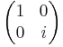 
\begin{pmatrix}
1 & 0 \\ 0 & i
\end{pmatrix} 