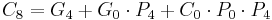 C_{8} = G_4 %2B G_0 \cdot P_4 %2B C_0 \cdot P_0 \cdot P_4