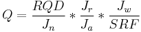 Q=\frac{RQD}{J_n} * \frac{J_r}{J_a} * \frac{J_w}{SRF}