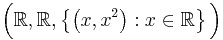 \Big( \mathbb{R}, \mathbb{R}, \left\{ \left( x, x^2\right)�: x \in \mathbb{R} \right\} \Big) 