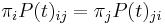  \pi_iP(t)_{ij} = \pi_jP(t)_{ji}