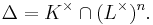 \Delta = K^\times \cap (L^\times)^n.\,\!