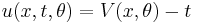 u(x,t,\theta) = V(x,\theta) - t