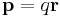 \mathbf{p} = q\mathbf{r}