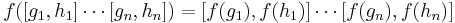  f([g_1,h_1] \cdots [g_n,h_n]) = [f(g_1),f(h_1)] \cdots [f(g_n),f(h_n)] 