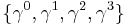  \{ \gamma^0, \gamma^1, \gamma^2, \gamma^3 \} 