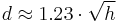 d \approx 1.23 \cdot \sqrt{h}