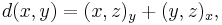 d(x, y) = (x, z)_{y} %2B (y, z)_{x},