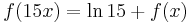 f(15x) = \ln 15 %2B f(x)