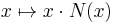 {x}\mapsto{x}\cdot N({x})