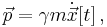 \vec{p}=\gamma  m \dot{\vec{x}}[t] \,,