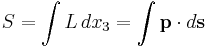 S= \int L \, dx_3= \int \mathbf{p} \cdot d\mathbf{s}