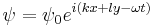 \psi = \psi_0 e^{i(kx%2Bly-\omega t)}\!