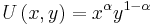 U\left(x,y\right)=x^\alpha y^{1-\alpha}