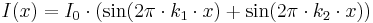 I(x) = I_0 \cdot ( \sin (2\pi \cdot k_1 \cdot x) %2B \sin (2\pi \cdot k_2 \cdot x) )