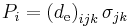 P_{i} = \left ( d_\mathrm{e} \right )_{ijk}\sigma_{jk} \,