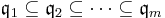 \mathfrak{q}_1 \subseteq \mathfrak{q}_2 \subseteq \cdots \subseteq \mathfrak{q}_m