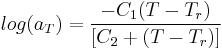  log(a_T) = \frac{-C_1(T-T_r)}{[C_2 %2B (T-T_r)]} 