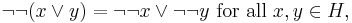 \lnot\lnot (x \vee y) = \lnot\lnot x \vee \lnot\lnot y \mbox{ for all } x, y \in H,