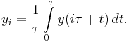 \bar{y}_i = \frac{1}{\tau} \int\limits_0^\tau y(i\tau%2Bt) \, dt.