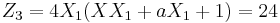 Z_3 = 4X_1(XX_1%2BaX_1%2B1) = 24 \, 