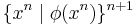 \{x^n \mid \phi(x^n)\}^{n%2B1}\!