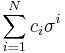 \sum_{i=1}^N c_i \sigma^i \,