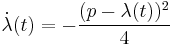 \dot\lambda(t) = -\frac{(p-\lambda(t))^2}{4}  