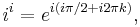 i^i = e^{i \left(i \pi/2 %2B i 2 \pi k\right)} ,