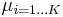 \mathbf{\mu}_{i=1 \dots K}