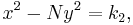  \ \ x^2 - Ny^2 = k_2, 