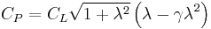 C_P=C_L \sqrt{1%2B\lambda^2} \left( \lambda - \gamma \lambda^2  \right)