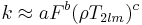 k \approx aF^b(\rho T_{2lm})^c